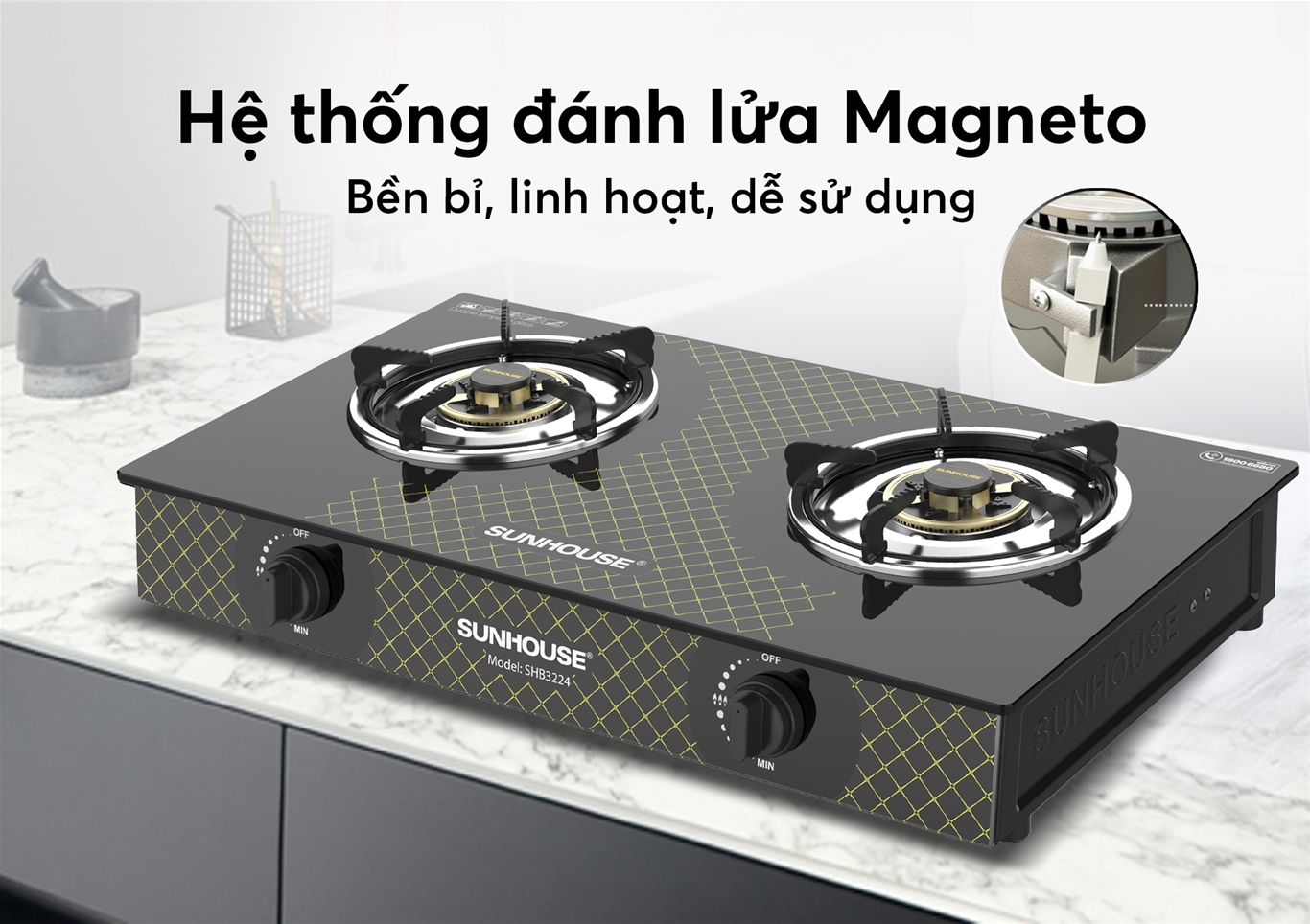 Bếp gas dương kính Sunhouse SHB3224