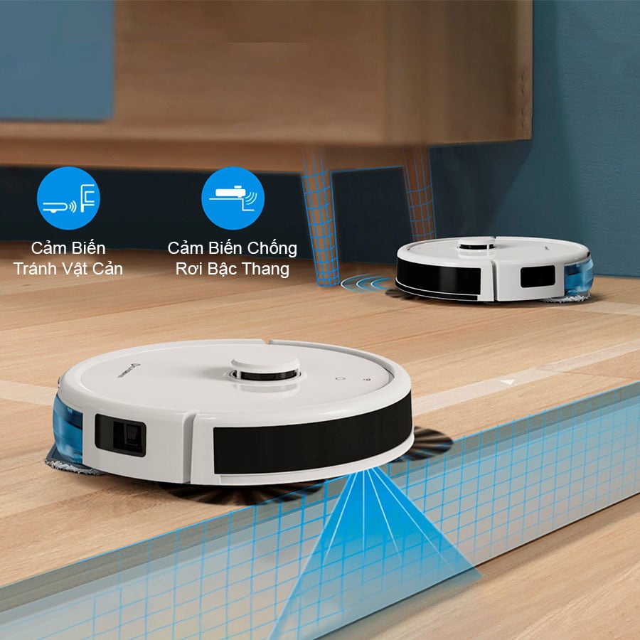 Robot Tự Động Giặt Giẻ Lau Của Đức Hubert HB-S79 AI Camera Lau Nhà Hút Bụi, diệt khuẩn