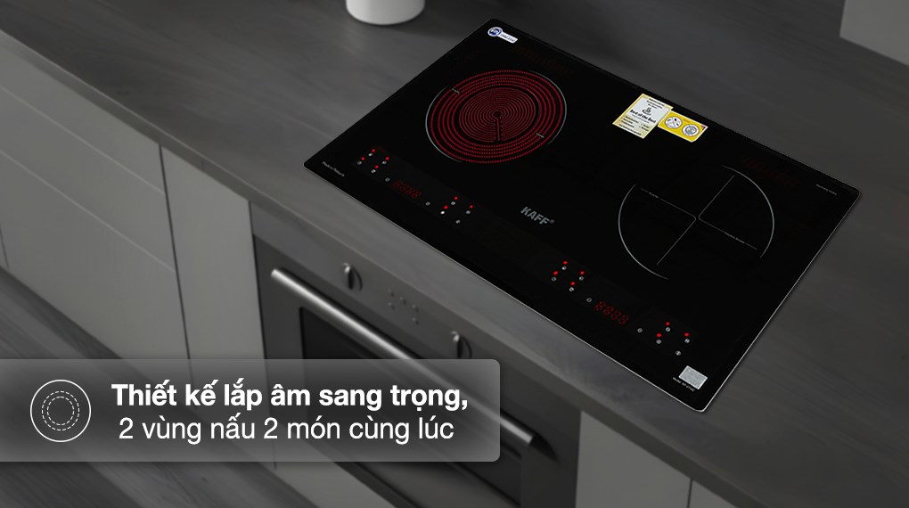 KF-073IC Bếp âm kính 01 từ + 01 hồng ngoại KAFF