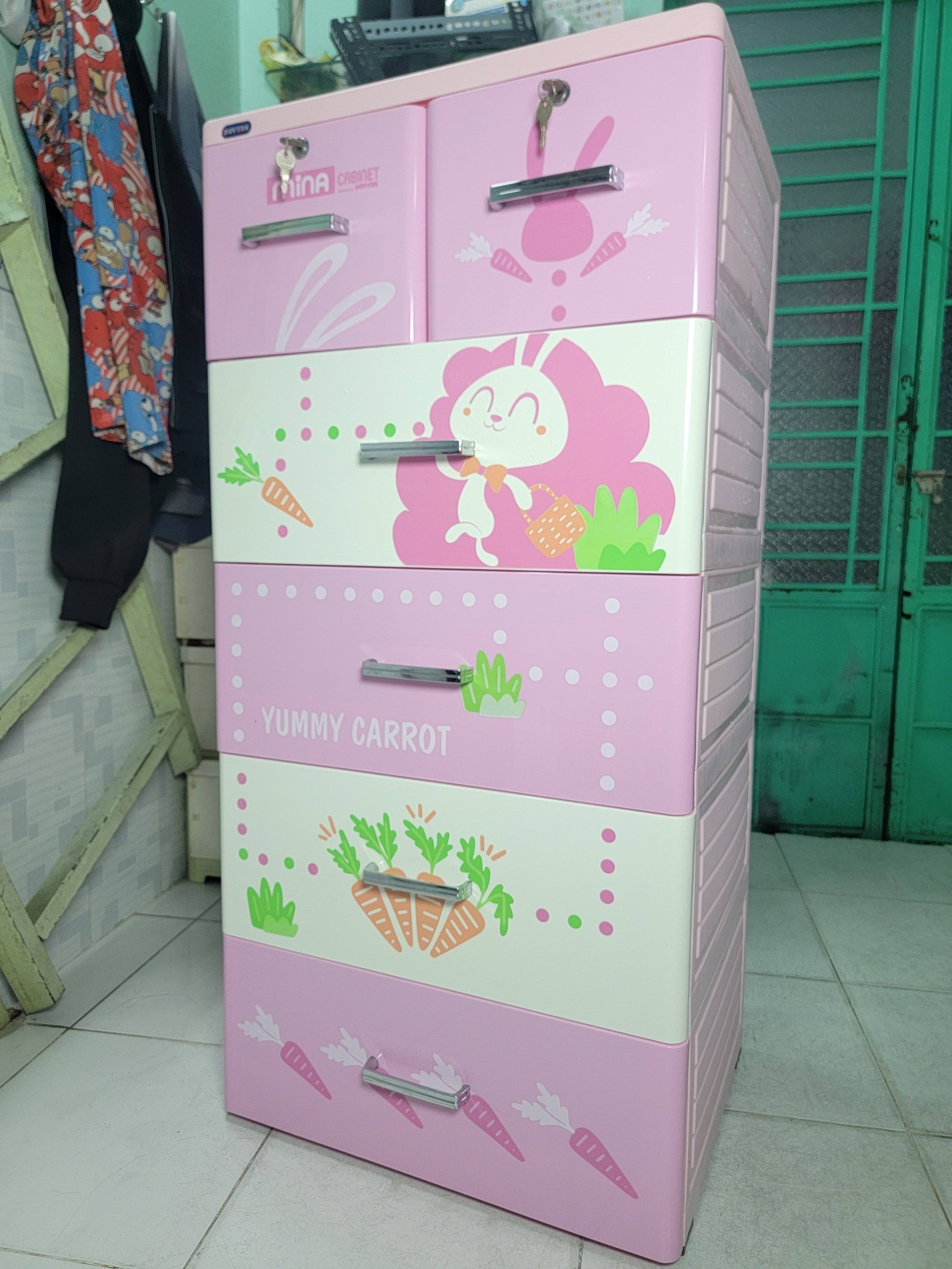Tủ nhựa Duy Tân Mina 5 tầng - Hồng Thỏ