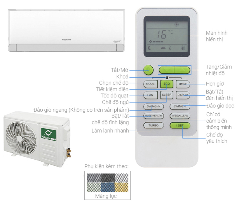 Điều hòa Nagakawa 18000BTU 1 chiều inverter NIS-C18R2U51