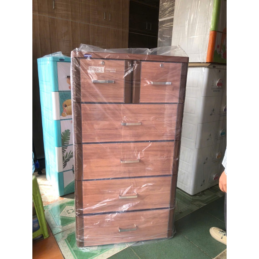 Tủ nhựa Duy Tân Tabi L 5 tầng Nâu Gỗ 