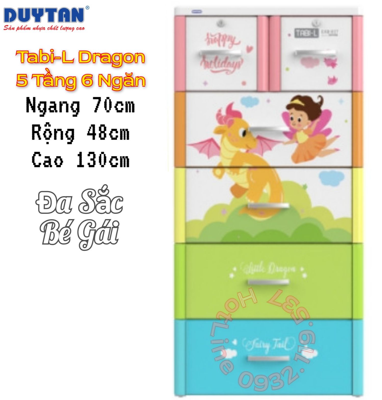 Tủ nhựa Duy Tân Tabi-L 5 ngăn (đa sắc, Rồng và bé gái)