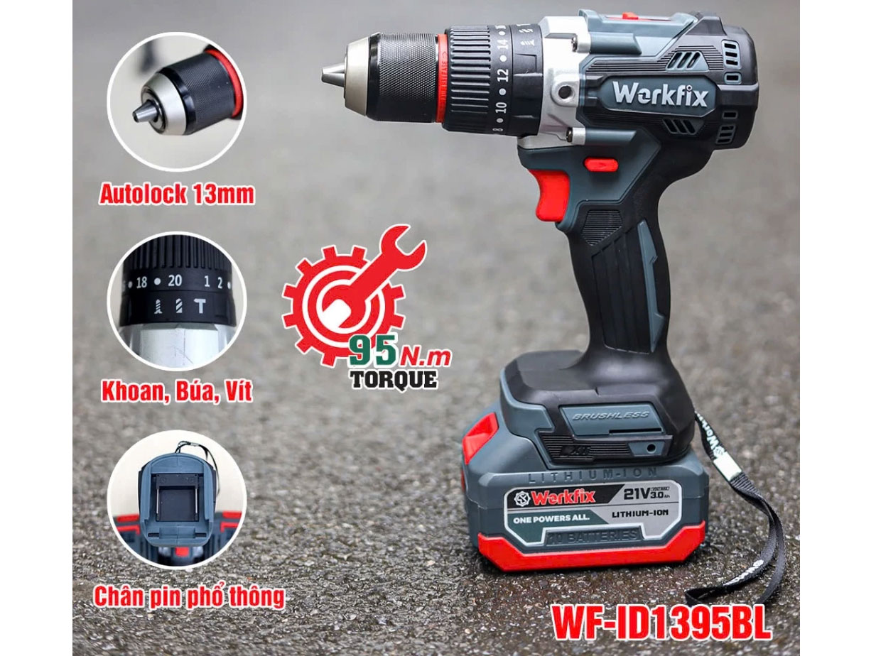 Máy khoan pin Workfix WF-ID1395BL 13mm