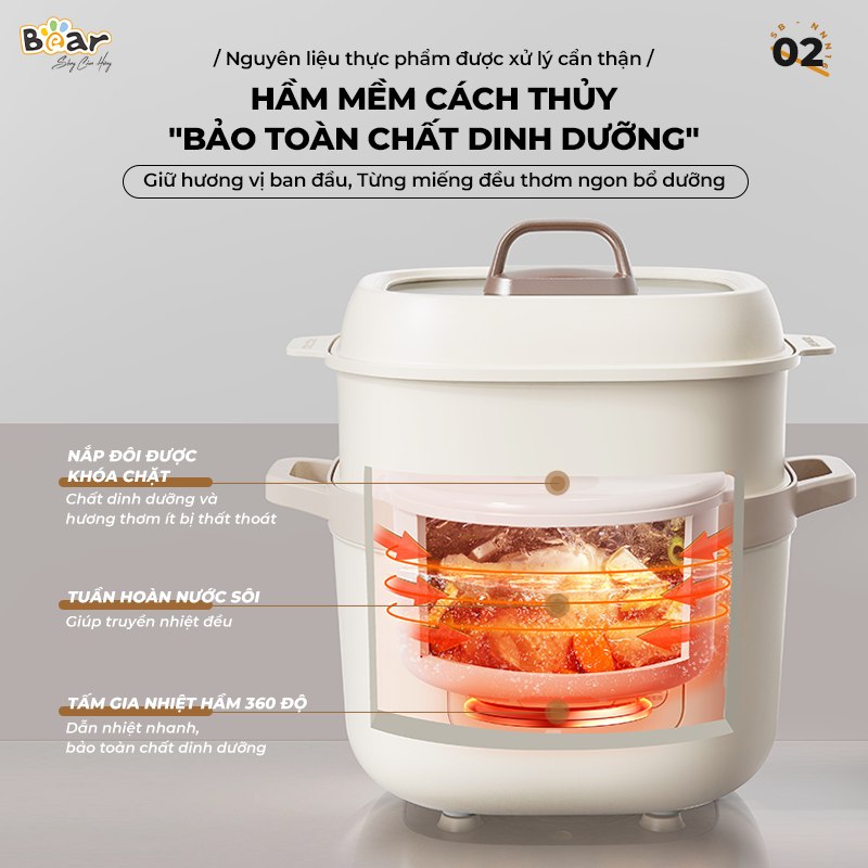 Nồi nấu chậm Bear 1.6L SB-NNC16