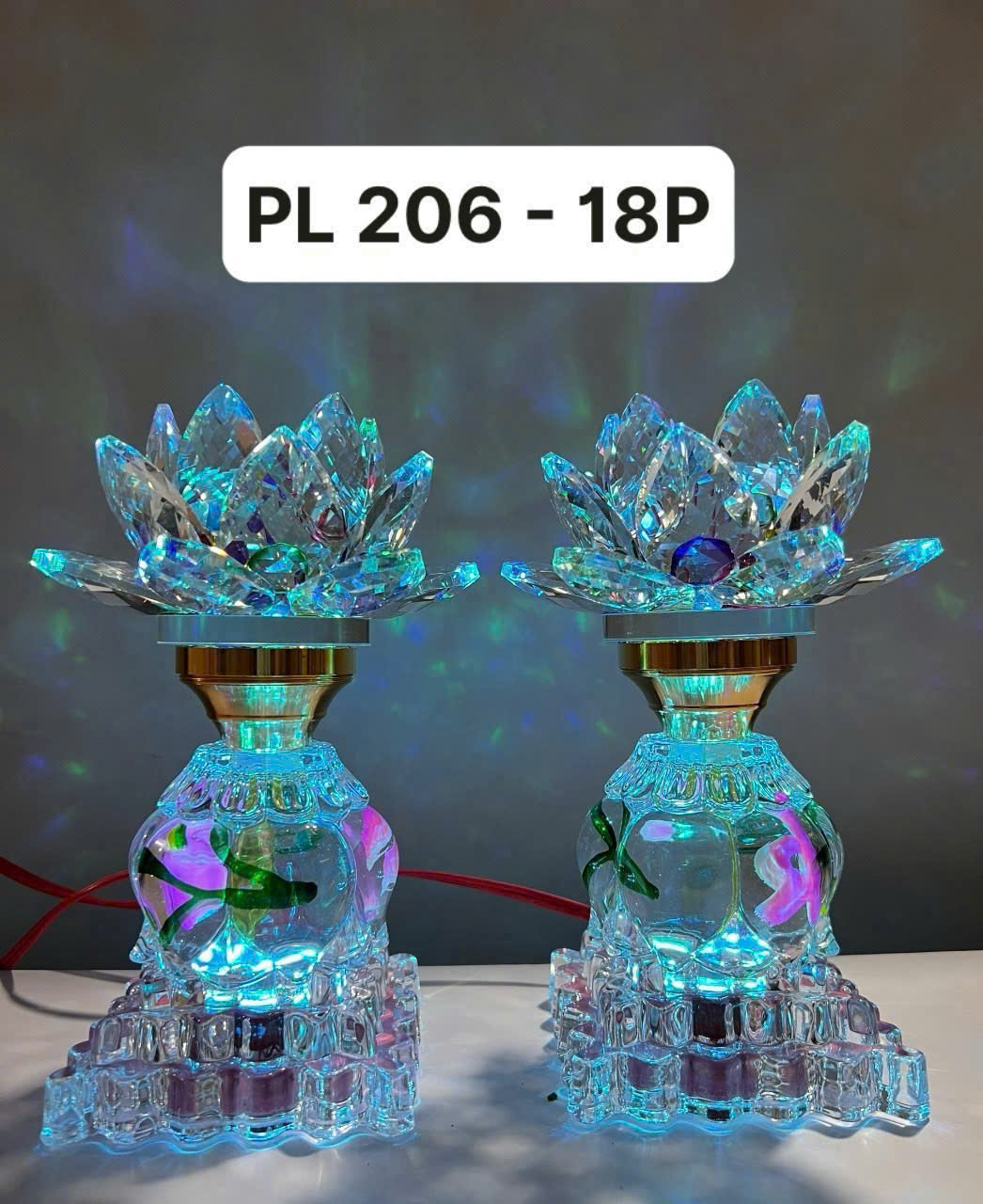 Đèn thờ pha lê hoa 206 - 18P