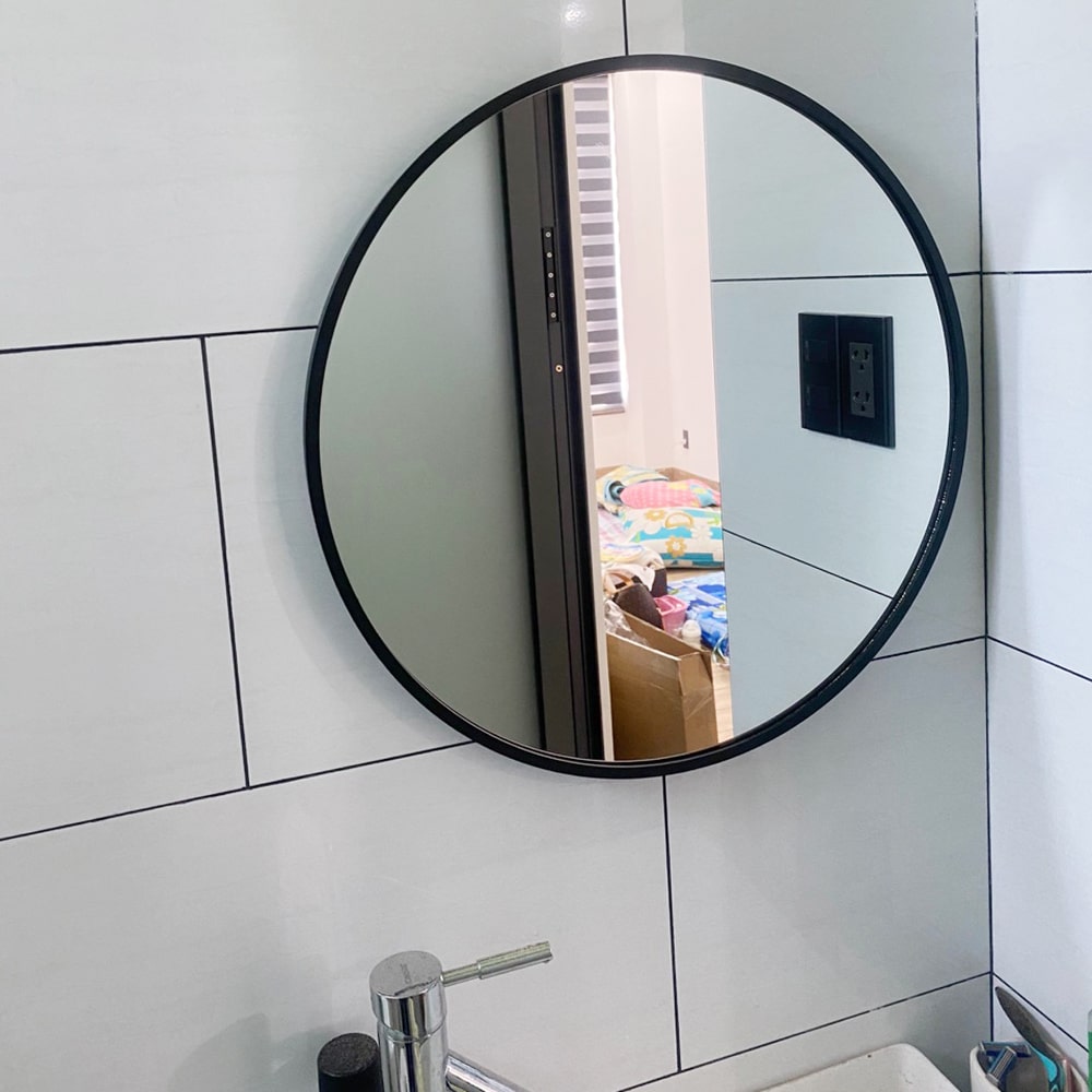 Gương tròn D50 viền nhôm đen DKT