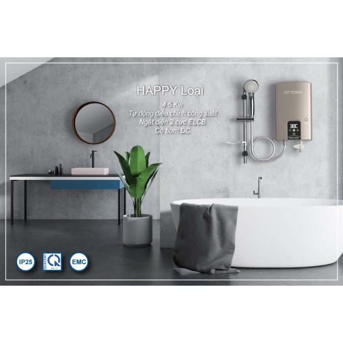 Máy nước nóng trực tiếp có bơm trợ lực OTTOWA TH45P02