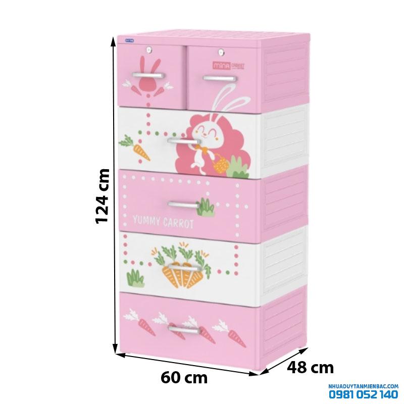 Tủ nhựa Duy Tân Mina 5 tầng - Hồng Thỏ