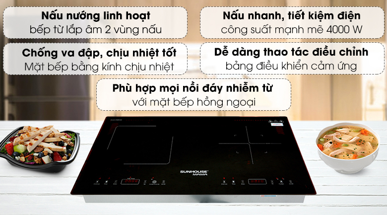 Bếp từ hồng ngoại lắp âm Sunhouse Mama SHB 9100