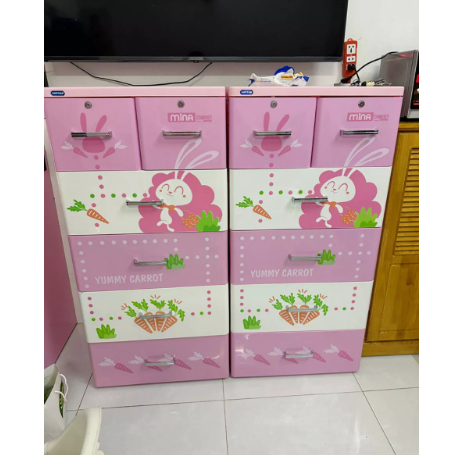 Tủ nhựa Duy Tân Mina 5 tầng - Hồng Thỏ
