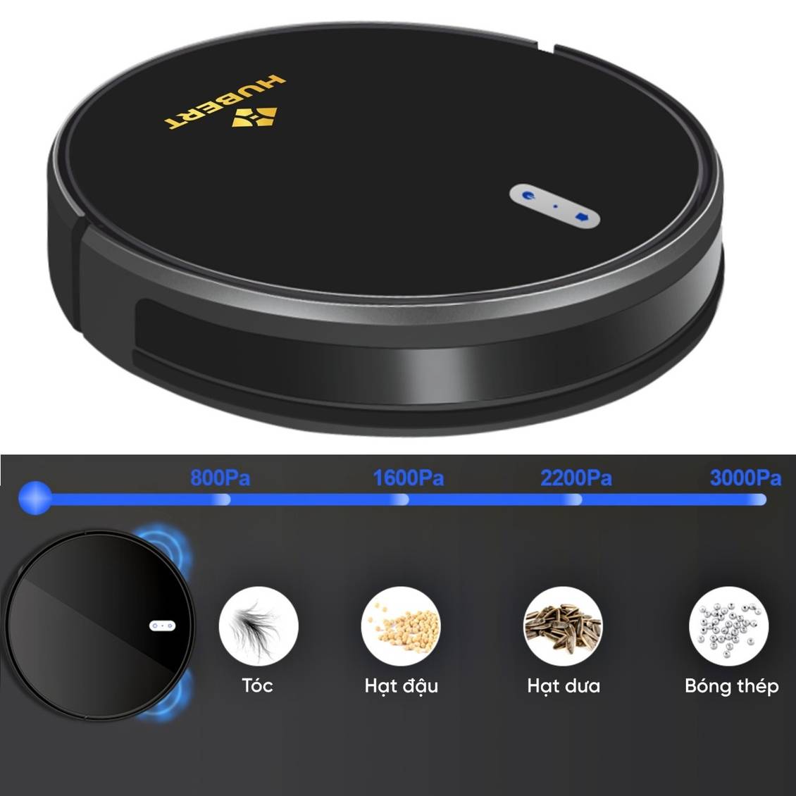 Robot hút bụi lau nhà Hubert HB-A68 Plus Black