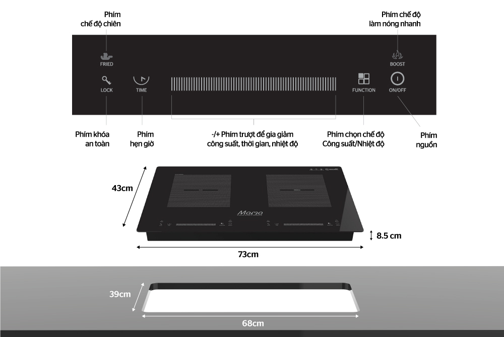 Bếp đôi điện từ Sunhouse Mama MMB888DI 