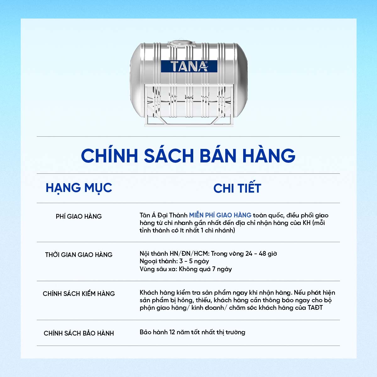 Bồn inox Tân Á – 1500L (Ø1140)