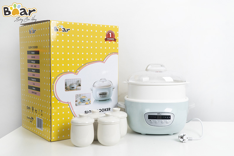 Nồi nấu cháo chậm Bear 0,8 Lít