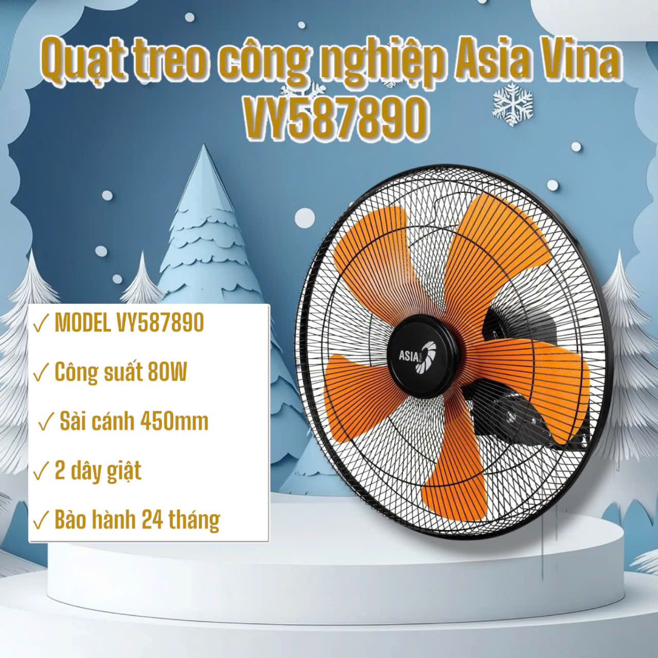 Quạt treo Bán Công Nghiệp Asia - VY587890 - 45cm - 80W