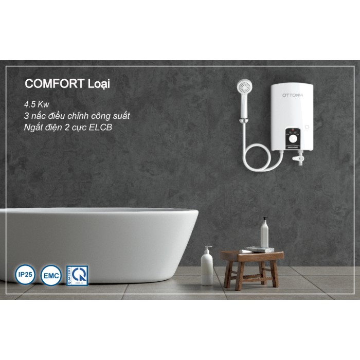 Máy nước nóng trực tiếp không có bơm trợ lực OTTOWA TC4502