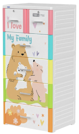 Tủ nhựa Duy Tân Tabi-L 5 ngăn (gia đình Gấu)