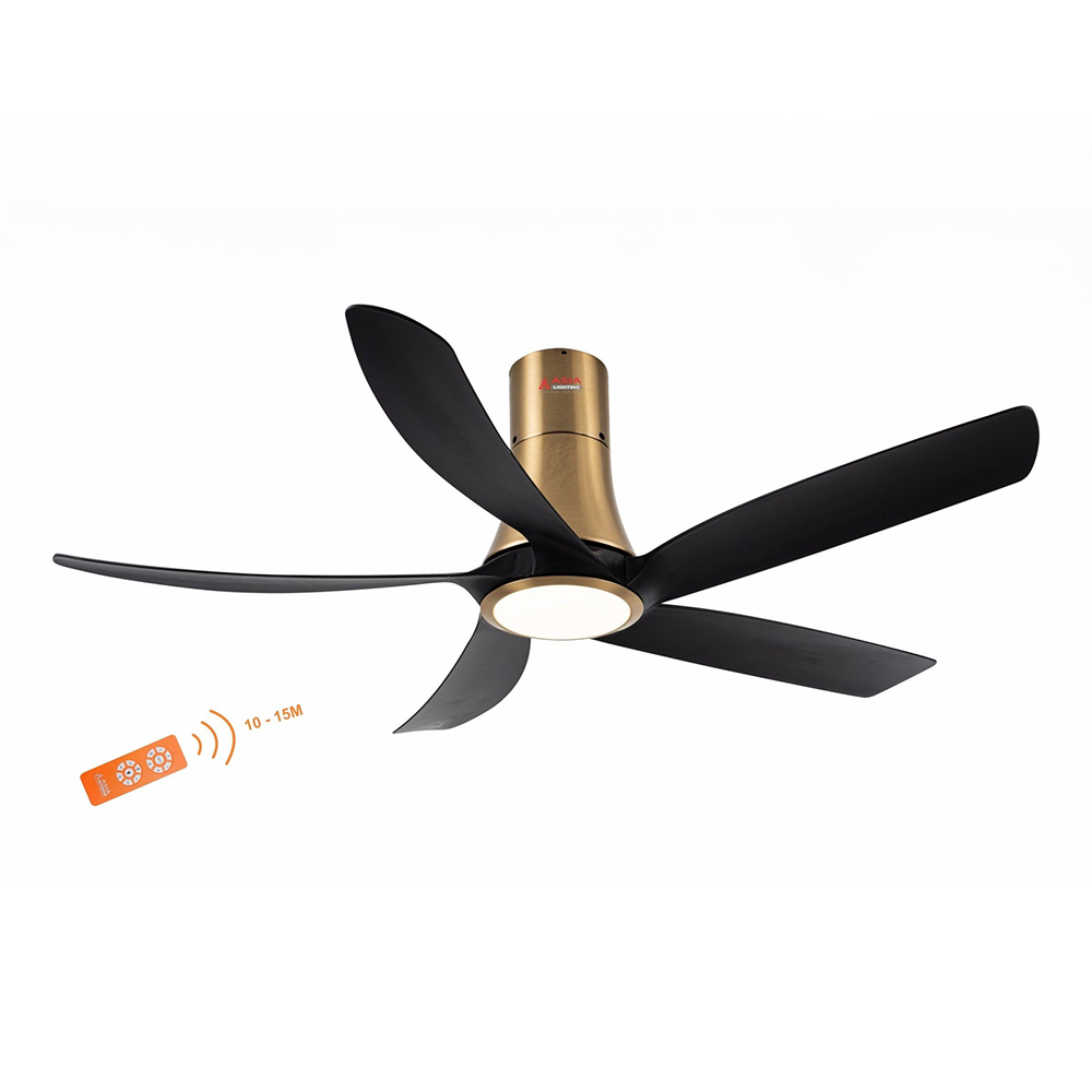 Quạt trần đèn cao cấp 05 cánh Asia Lighting QT14-DV Đen Vàng