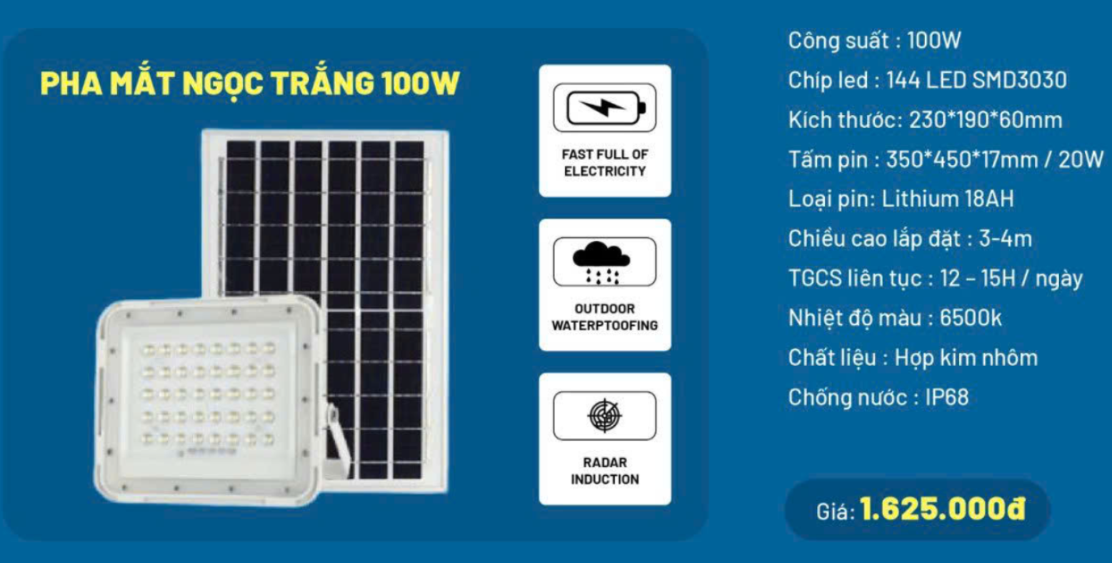 Đèn NLMT pha mắt ngọc 100W