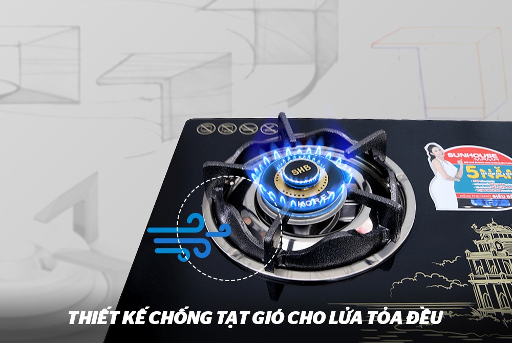 Bếp gas dương kính Sunhouse MAMA MMBB0787B