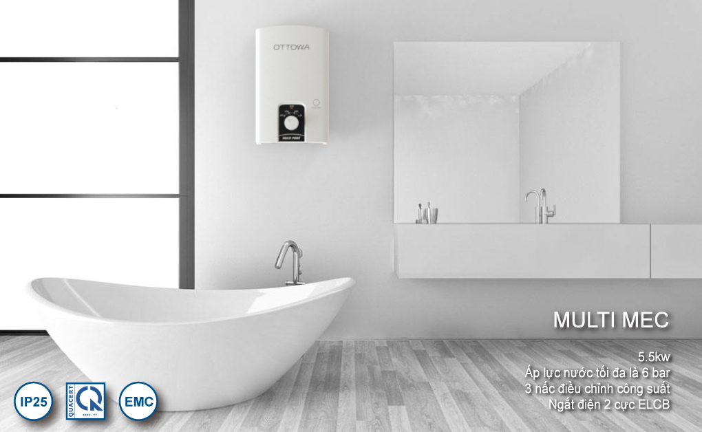 Máy nước nóng trực tiếp không có bơm trợ lực OTTOWA TM5502