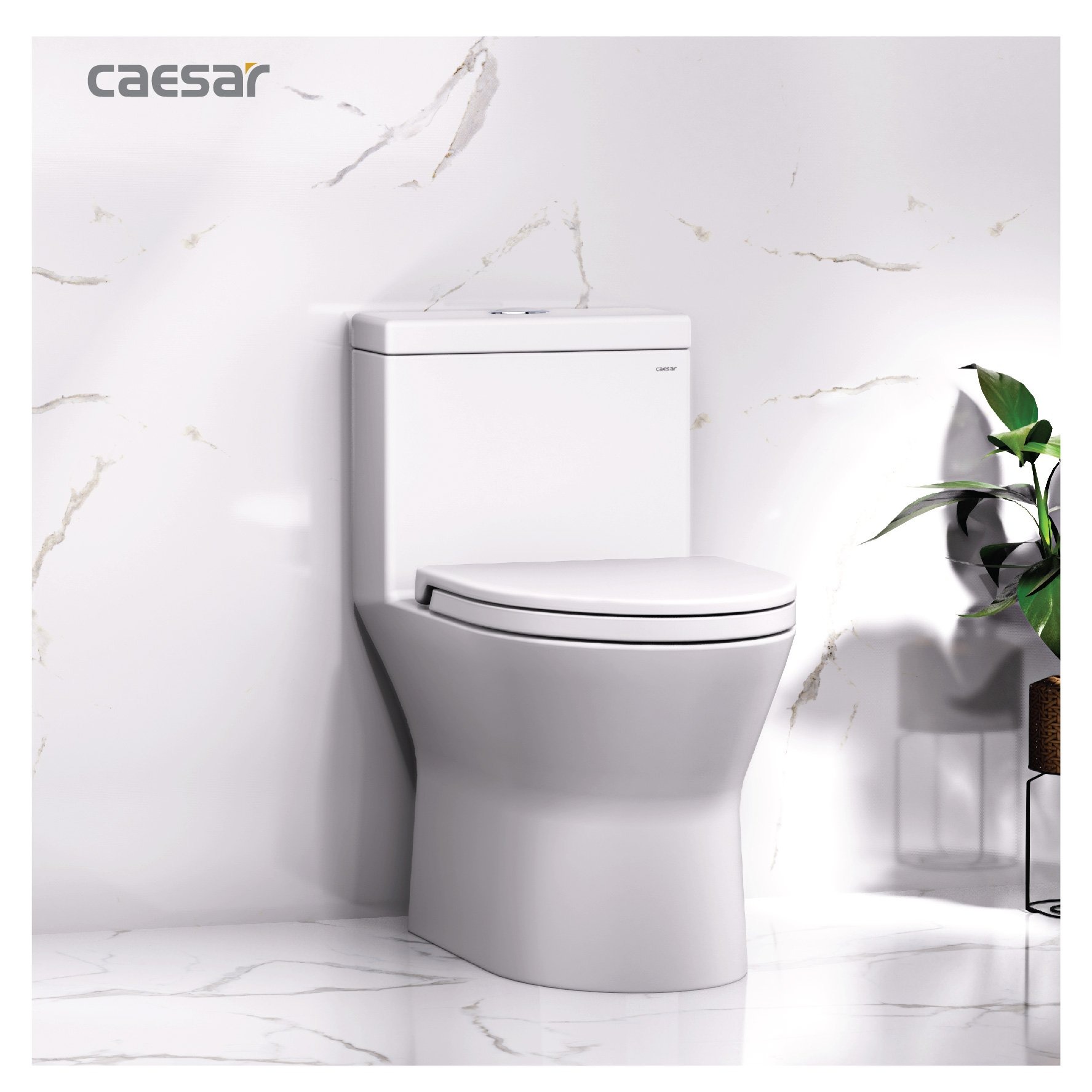 Bàn cầu liền khối nắp rơi êm C1374 CAESAR