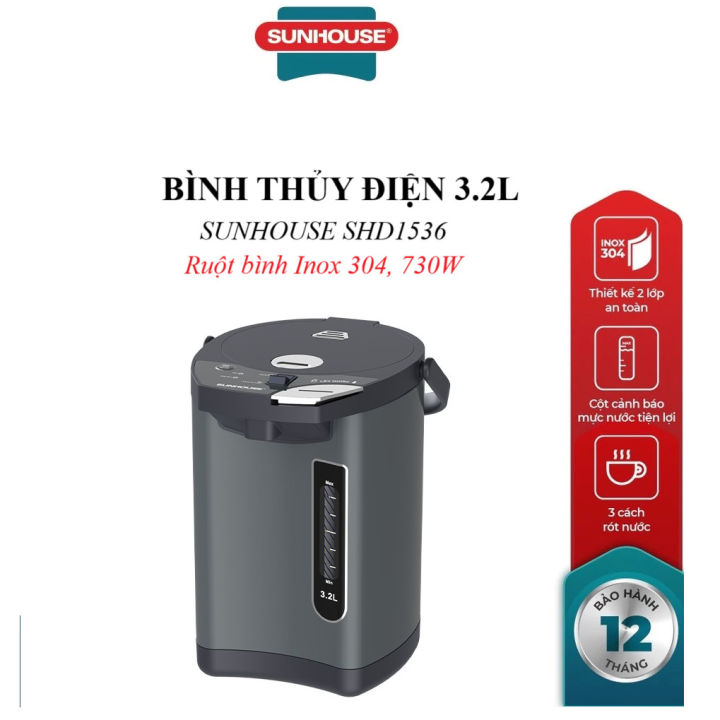 Bình thủy điện 3.2L Sunhouse SHD1536