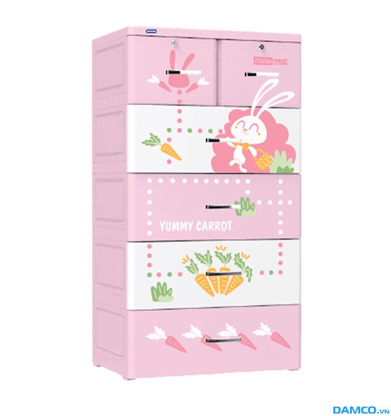 Tủ nhựa Duy Tân Mina 5 tầng - Hồng Thỏ
