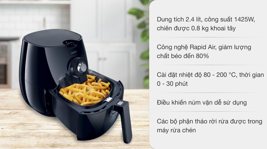 Nồi chiên không dầu Philips HD9220/20 2.4 lít