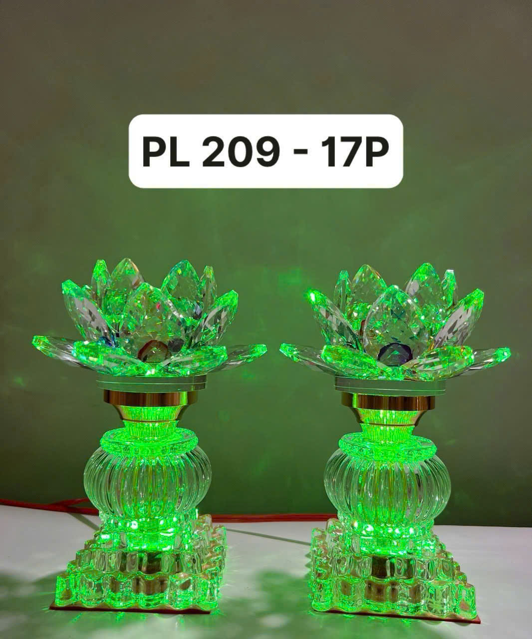 Đèn thờ pha lê hoa sen cao cấp PL 209 - 17P