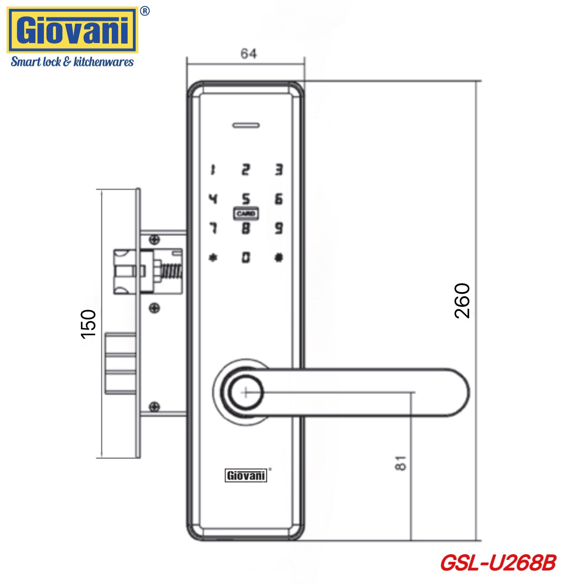 KHÓA VÂN TAY THÔNG MINH GIOVANI GSL-U268B
