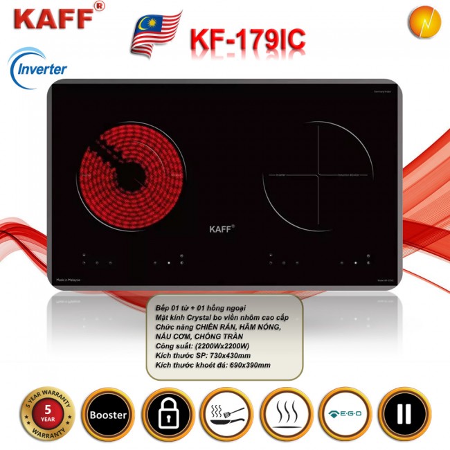 Bếp từ kết hợp hồng ngoại Kaff KF - 179IC