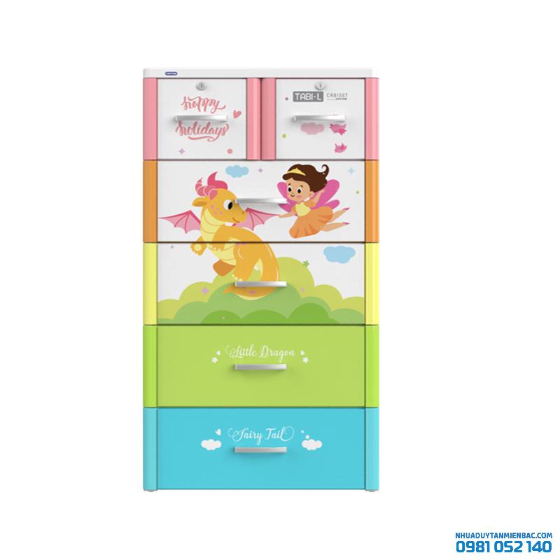 Tủ nhựa Duy Tân Tabi-L 5 ngăn (đa sắc, Rồng và bé gái)