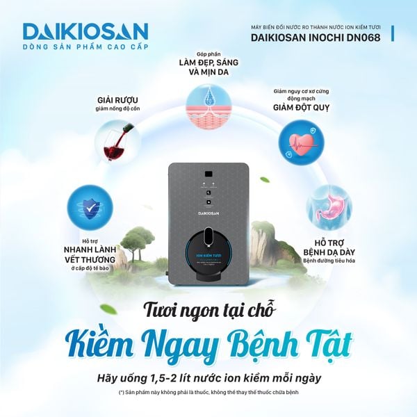 Máy biến đổi nước RO thành nước Ion kiềm tươi Daikiosan DN068