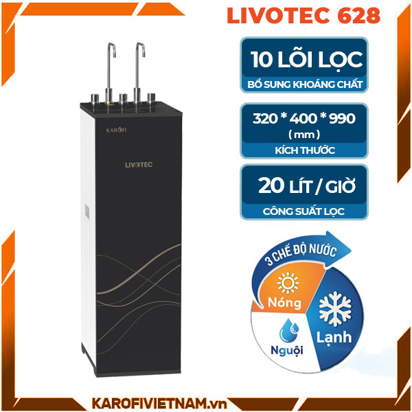 Máy lọc nước KAROFI RO nóng lạnh nguội Livotec 10 cấp - LVT - 628