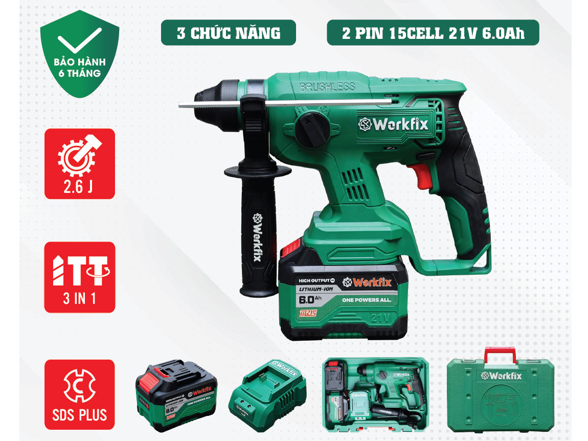 Máy khoan đục bê tông chạy pin Workfix WF-RH2603