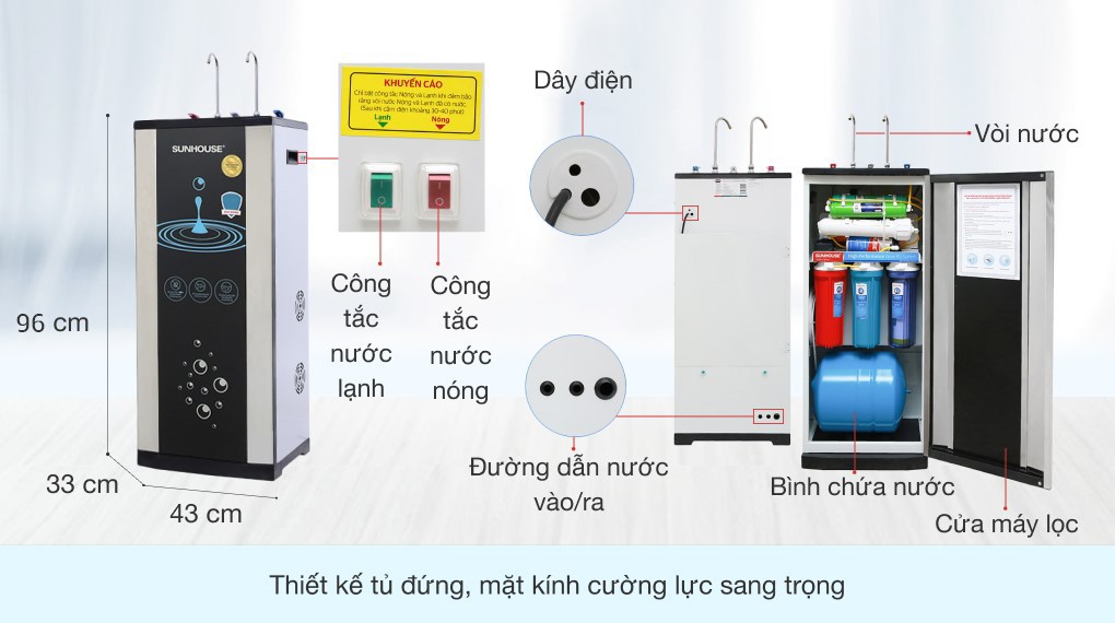 Máy lọc nước RO nóng lạnh Sunhouse SHR76210CK