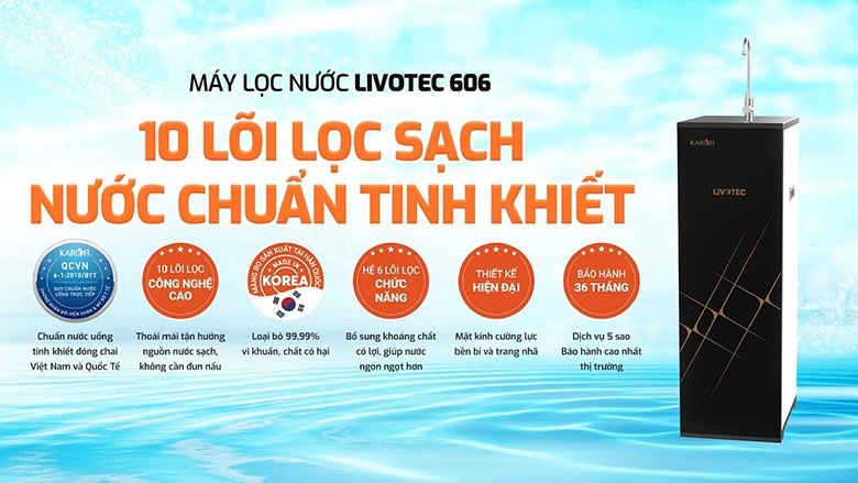 Máy lọc nước RO nguội Livotec 10 cấp Karofi - LVT - 606