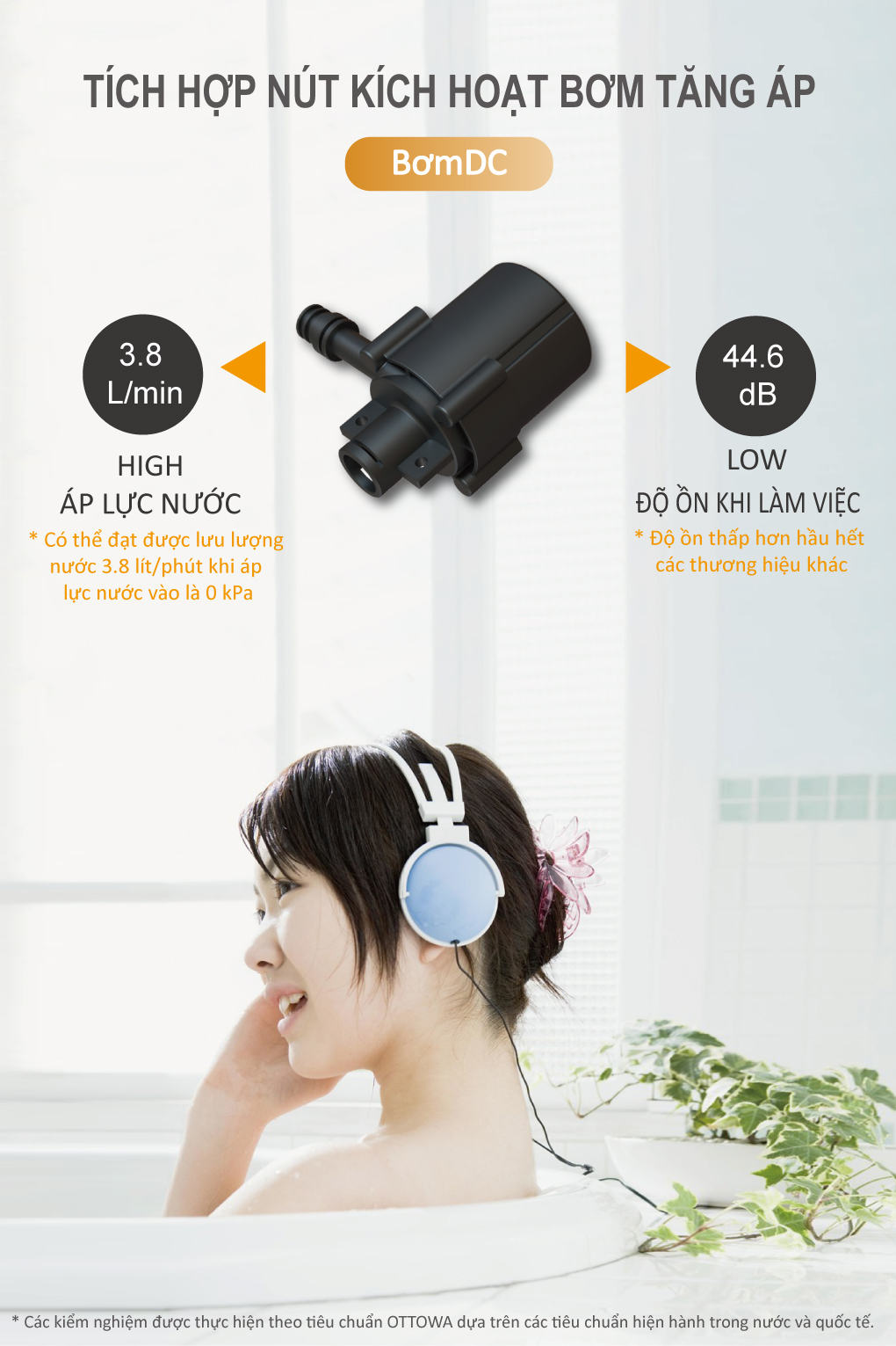 Máy nước nóng trực tiếp có bơm trợ lực OTTOWA TH45P02