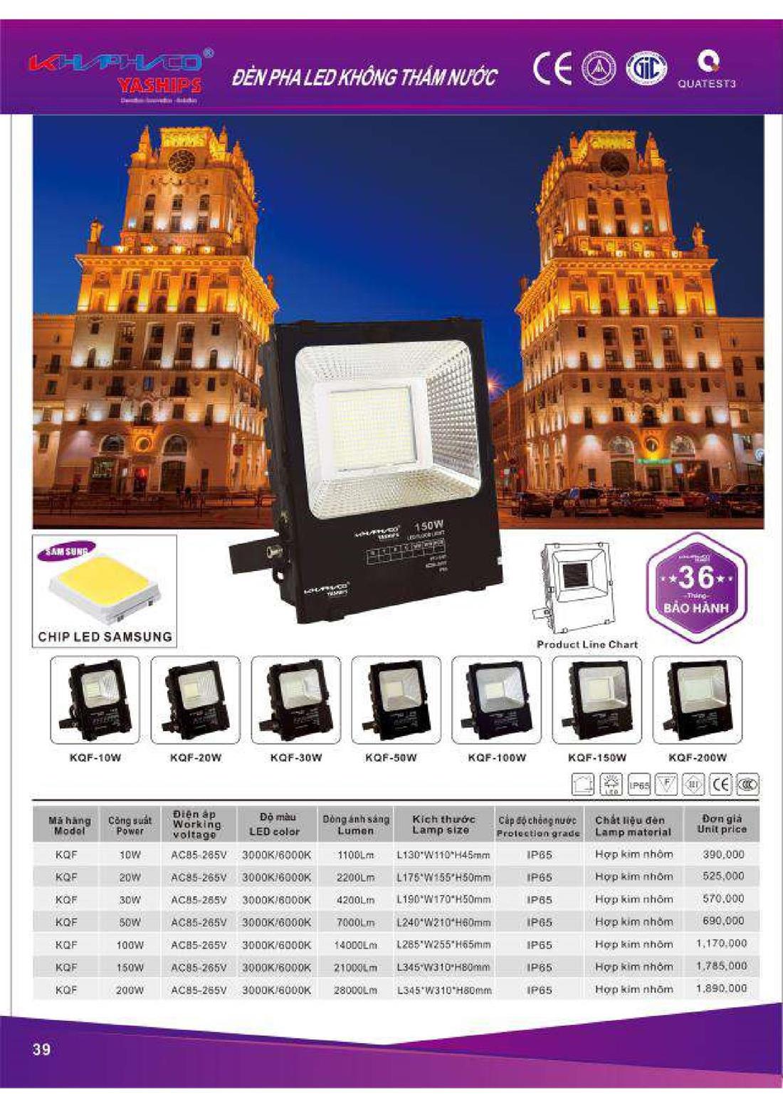 Pha led năng lượng KPO 200w AS trắng KPC