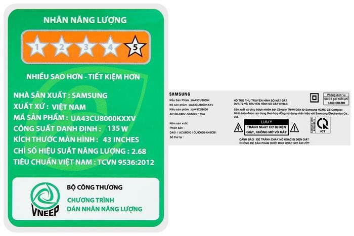 Smart Tivi Crystal UHD Samsung 4K 43 inch UA43CU8000