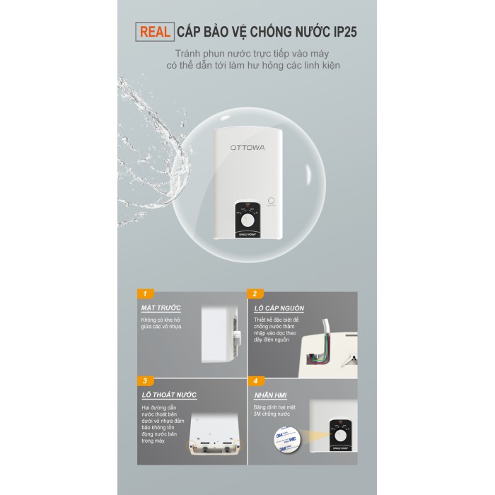 Máy nước nóng trực tiếp không có bơm trợ lực OTTOWA TC4502