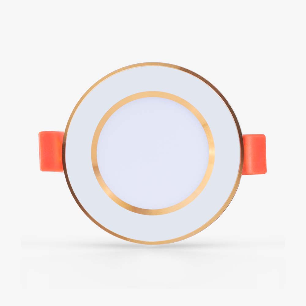 Đèn LED âm trần Downlight đổi màu AT10 viền vàng 60/3W