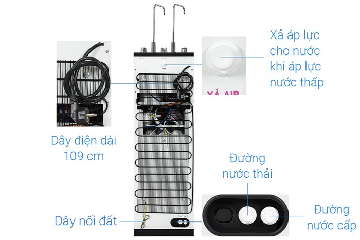 Máy lọc nước RO nóng nguội lạnh Hydrogen ion kiềm Mutosi MP-S1021H 10 lõi 
