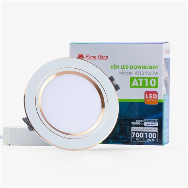 Led âm trần AT10 7w viền vàng 3 màu Rạng Đông - LK 90