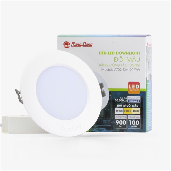Led âm trần AT02 114/9w 3 chế độ mặt trắng Rạng Đông