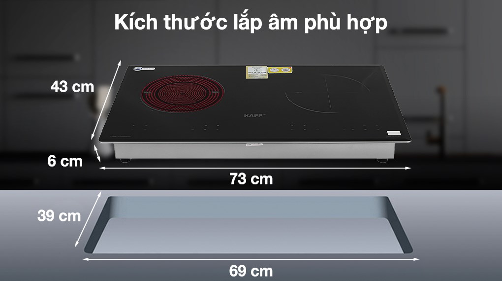 KF-073IC Bếp âm kính 01 từ + 01 hồng ngoại KAFF