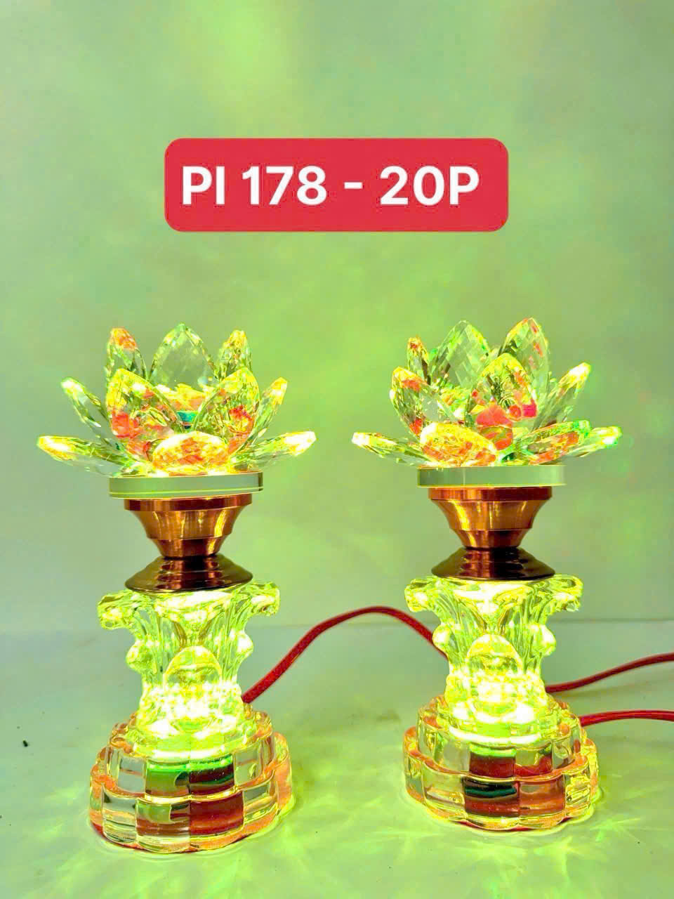 Đèn thờ pha lê hoa sen cao cấp PI 178 - 20P