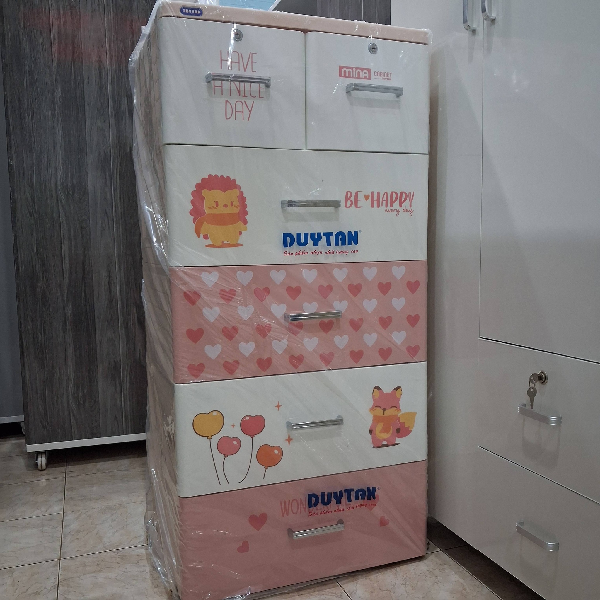 Tủ nhựa Duy Tân Mina 5 tầng (Hồng, Nhím và Cáo)